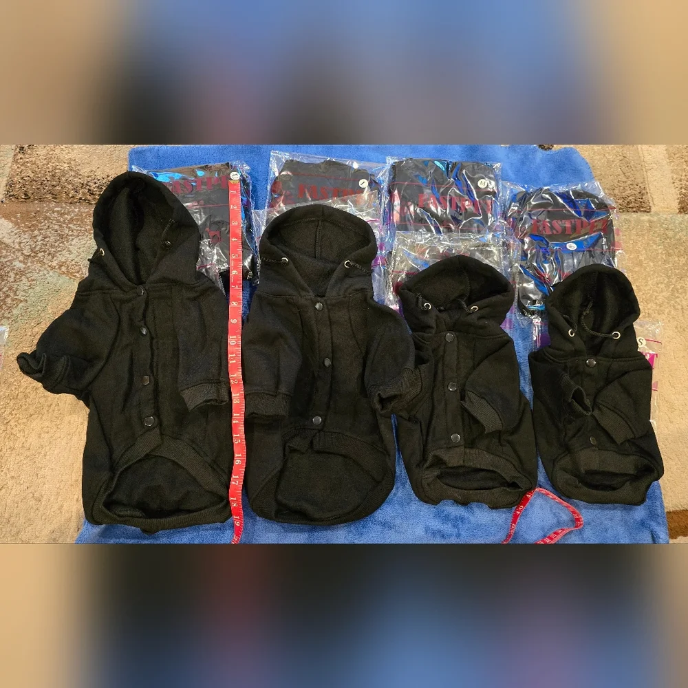 Cozy Black Button Up Dog Hoodie, S, M or L, Price Is For 1